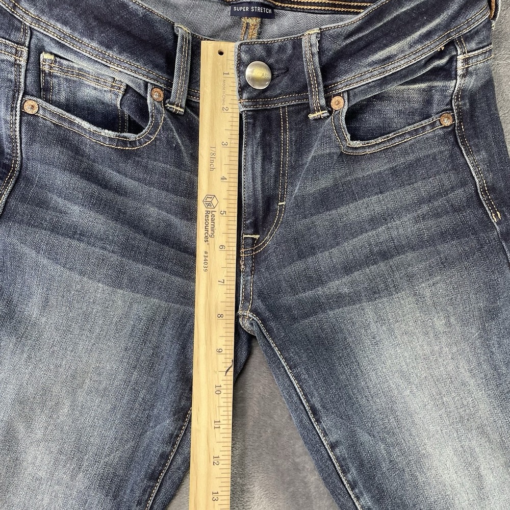 American Eagle Womens Jeans Blue Size 0 Long Kick Boot Denim Dark Wash Distress - Picture 10 of 11